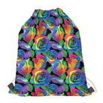 LGBT Pride Rainbow Roses Pattern Print Drawstring Bag