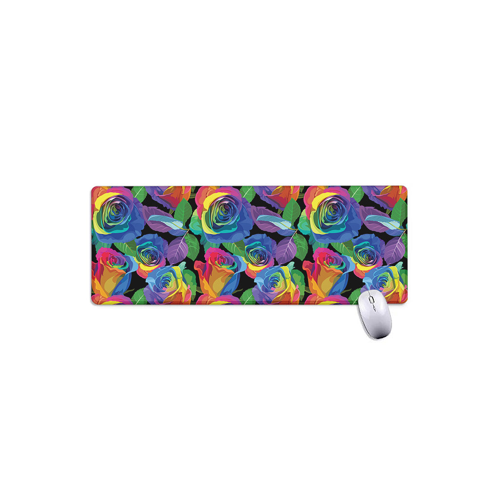 LGBT Pride Rainbow Roses Pattern Print Extended Mouse Pad