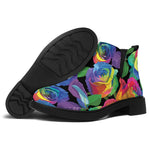 LGBT Pride Rainbow Roses Pattern Print Flat Ankle Boots
