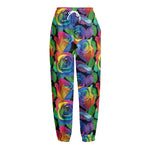 LGBT Pride Rainbow Roses Pattern Print Fleece Lined Knit Pants
