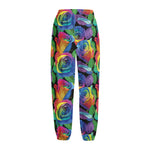 LGBT Pride Rainbow Roses Pattern Print Fleece Lined Knit Pants
