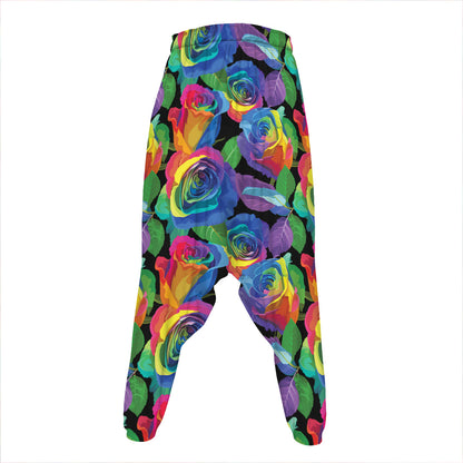 LGBT Pride Rainbow Roses Pattern Print Hammer Pants