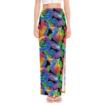LGBT Pride Rainbow Roses Pattern Print High Slit Maxi Skirt
