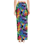 LGBT Pride Rainbow Roses Pattern Print High Slit Maxi Skirt