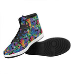 LGBT Pride Rainbow Roses Pattern Print High Top Leather Sneakers