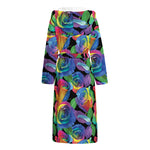 LGBT Pride Rainbow Roses Pattern Print Hooded Bathrobe