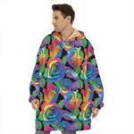 LGBT Pride Rainbow Roses Pattern Print Hoodie Blanket