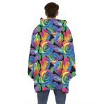 LGBT Pride Rainbow Roses Pattern Print Hoodie Blanket