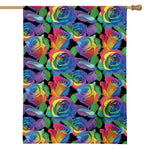 LGBT Pride Rainbow Roses Pattern Print House Flag