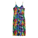 LGBT Pride Rainbow Roses Pattern Print Jersey Midi Cami Dress