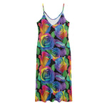 LGBT Pride Rainbow Roses Pattern Print Jersey Midi Cami Dress