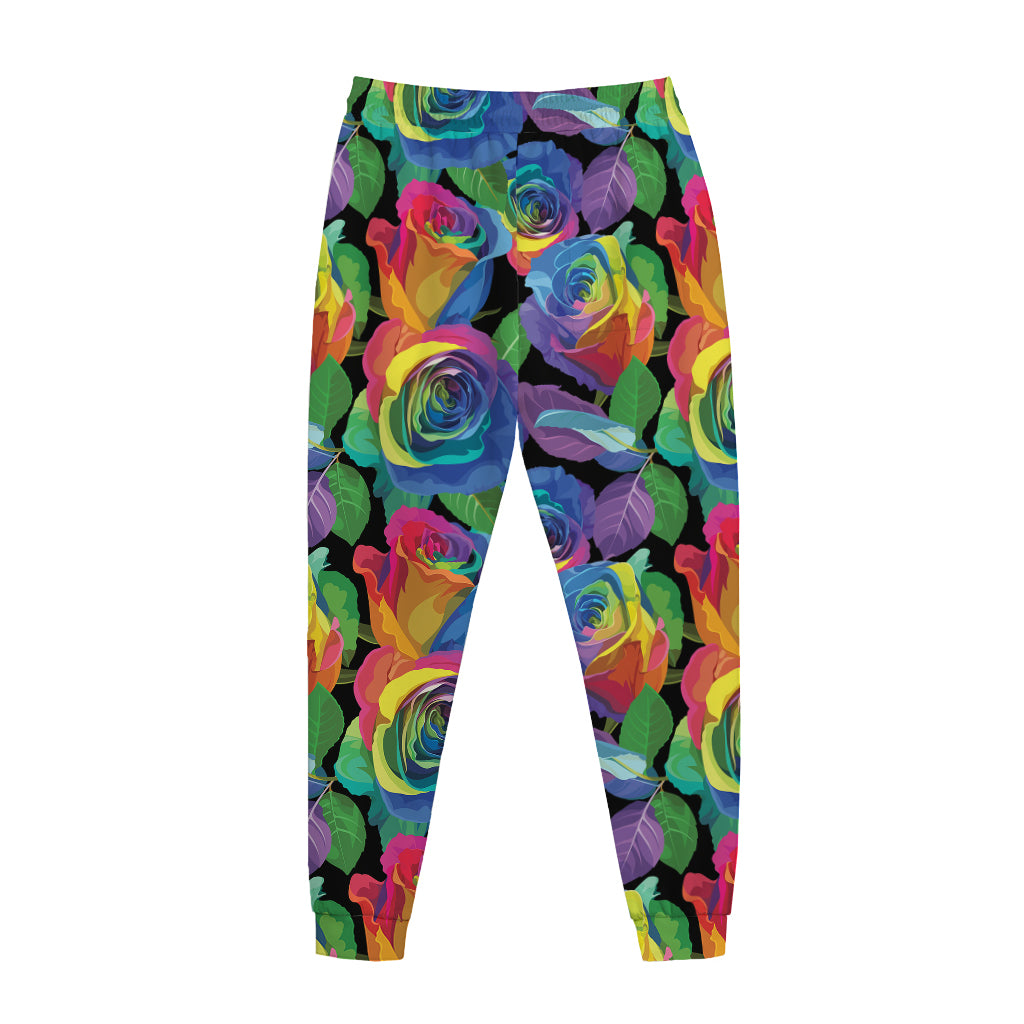 LGBT Pride Rainbow Roses Pattern Print Jogger Pants