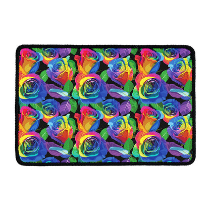 LGBT Pride Rainbow Roses Pattern Print Kitchen Mat