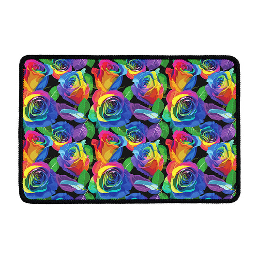 LGBT Pride Rainbow Roses Pattern Print Kitchen Mat