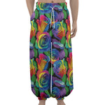 LGBT Pride Rainbow Roses Pattern Print Lantern Pants