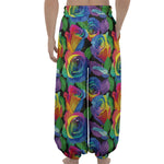 LGBT Pride Rainbow Roses Pattern Print Lantern Pants