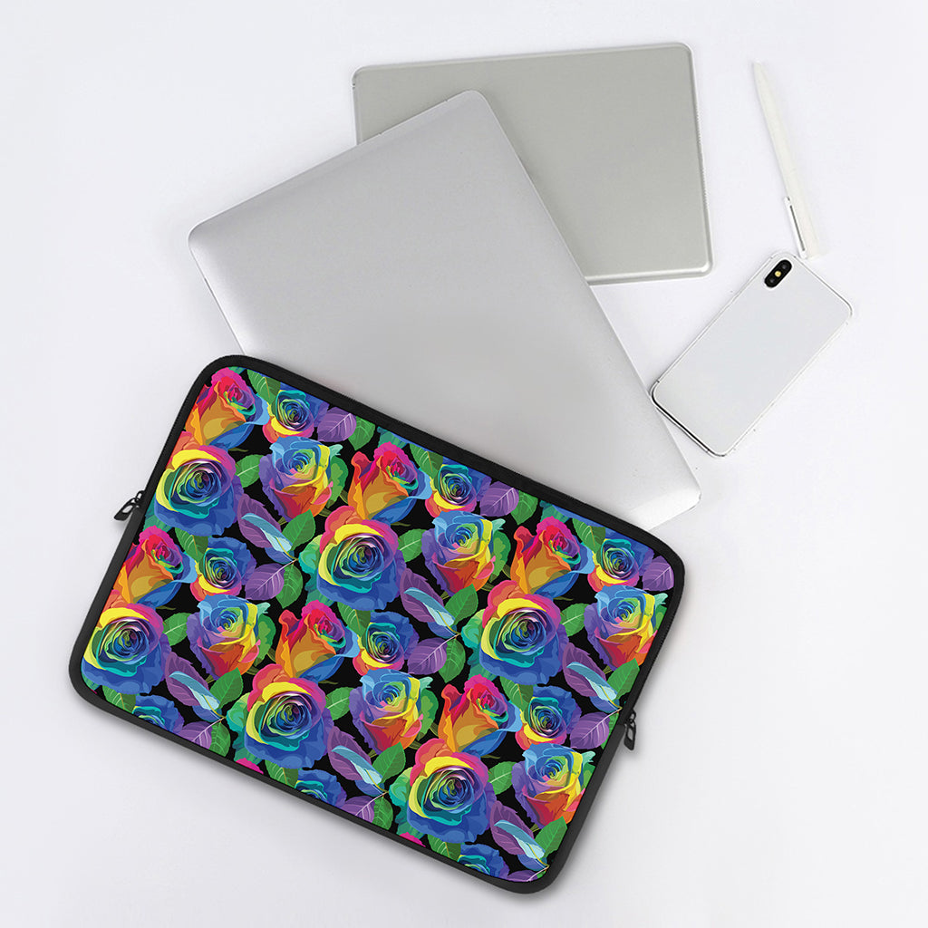LGBT Pride Rainbow Roses Pattern Print Laptop Sleeve