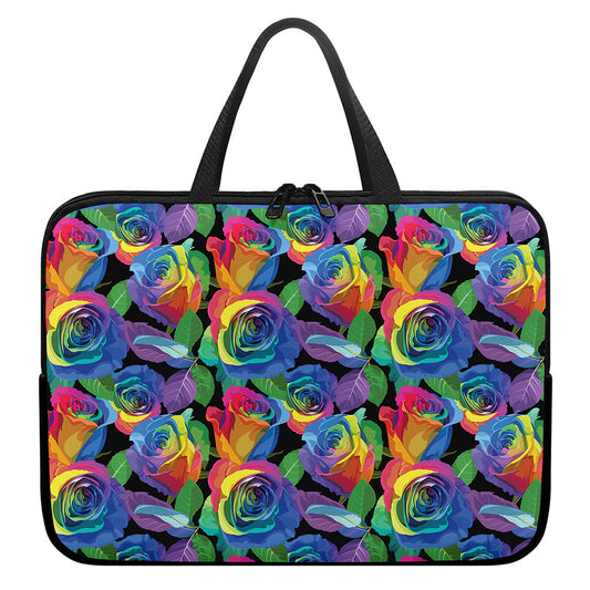 LGBT Pride Rainbow Roses Pattern Print Laptop Sleeve With Handle