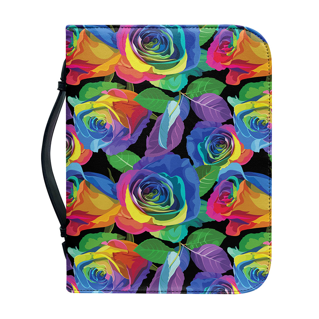 LGBT Pride Rainbow Roses Pattern Print Leather Bible Cover