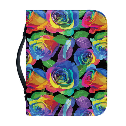 LGBT Pride Rainbow Roses Pattern Print Leather Bible Cover