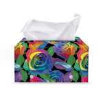 LGBT Pride Rainbow Roses Pattern Print Leather Tissue Box Cover