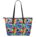 LGBT Pride Rainbow Roses Pattern Print Leather Tote Bag With Zipper
