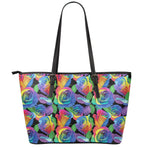 LGBT Pride Rainbow Roses Pattern Print Leather Tote Bag