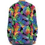 LGBT Pride Rainbow Roses Pattern Print Long Sleeve Baseball Jersey