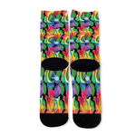 LGBT Pride Rainbow Roses Pattern Print Long Socks