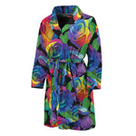LGBT Pride Rainbow Roses Pattern Print Men's Bathrobe