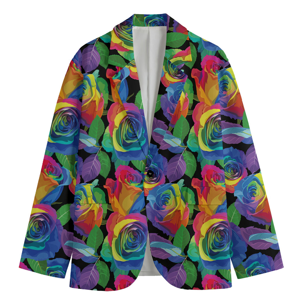 LGBT Pride Rainbow Roses Pattern Print Men's Blazer