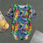 LGBT Pride Rainbow Roses Pattern Print Men's Bodysuit