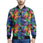 LGBT Pride Rainbow Roses Pattern Print Men's Bomber Jacket