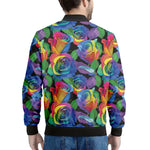 LGBT Pride Rainbow Roses Pattern Print Men's Bomber Jacket