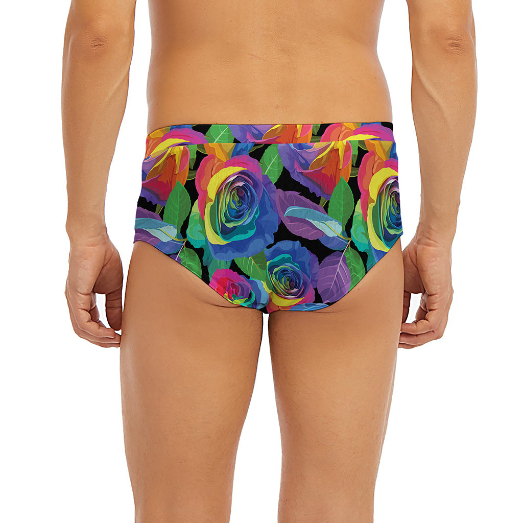 LGBT Pride Rainbow Roses Pattern Print Men's Briefs