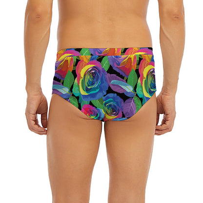 LGBT Pride Rainbow Roses Pattern Print Men's Briefs