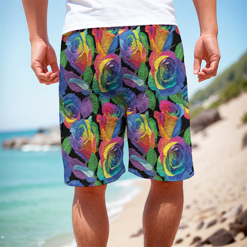 LGBT Pride Rainbow Roses Pattern Print Men's Cargo Shorts