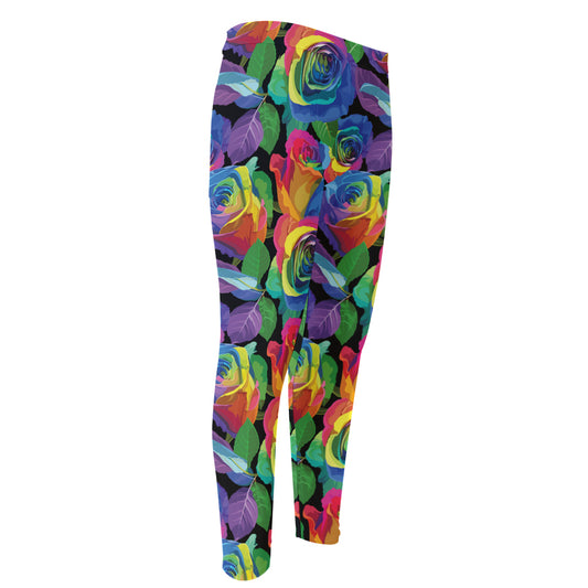 LGBT Pride Rainbow Roses Pattern Print Men's Compression Pants