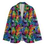 LGBT Pride Rainbow Roses Pattern Print Men's Cotton Blazer