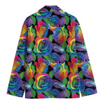 LGBT Pride Rainbow Roses Pattern Print Men's Cotton Blazer