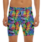 LGBT Pride Rainbow Roses Pattern Print Men's Long Boxer Briefs