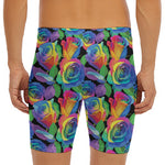 LGBT Pride Rainbow Roses Pattern Print Men's Long Boxer Briefs