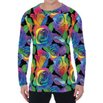 LGBT Pride Rainbow Roses Pattern Print Men's Long Sleeve T-Shirt