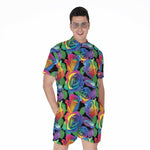 LGBT Pride Rainbow Roses Pattern Print Men's Rompers
