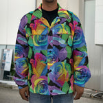 LGBT Pride Rainbow Roses Pattern Print Men's Shirt Jacket