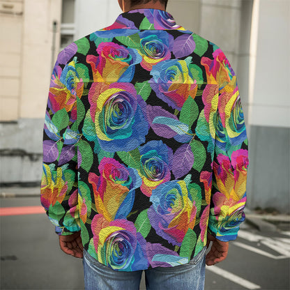 LGBT Pride Rainbow Roses Pattern Print Men's Shirt Jacket