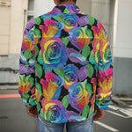 LGBT Pride Rainbow Roses Pattern Print Men's Shirt Jacket