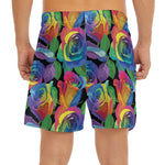 LGBT Pride Rainbow Roses Pattern Print Men's Split Running Shorts