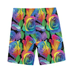 LGBT Pride Rainbow Roses Pattern Print Men's Sports Shorts