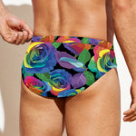 LGBT Pride Rainbow Roses Pattern Print Men's Swim Briefs